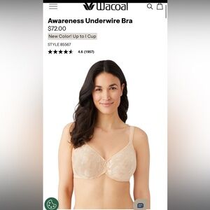 NWT, Wacoal- The Awareness bra, (size 42DD), light  pink